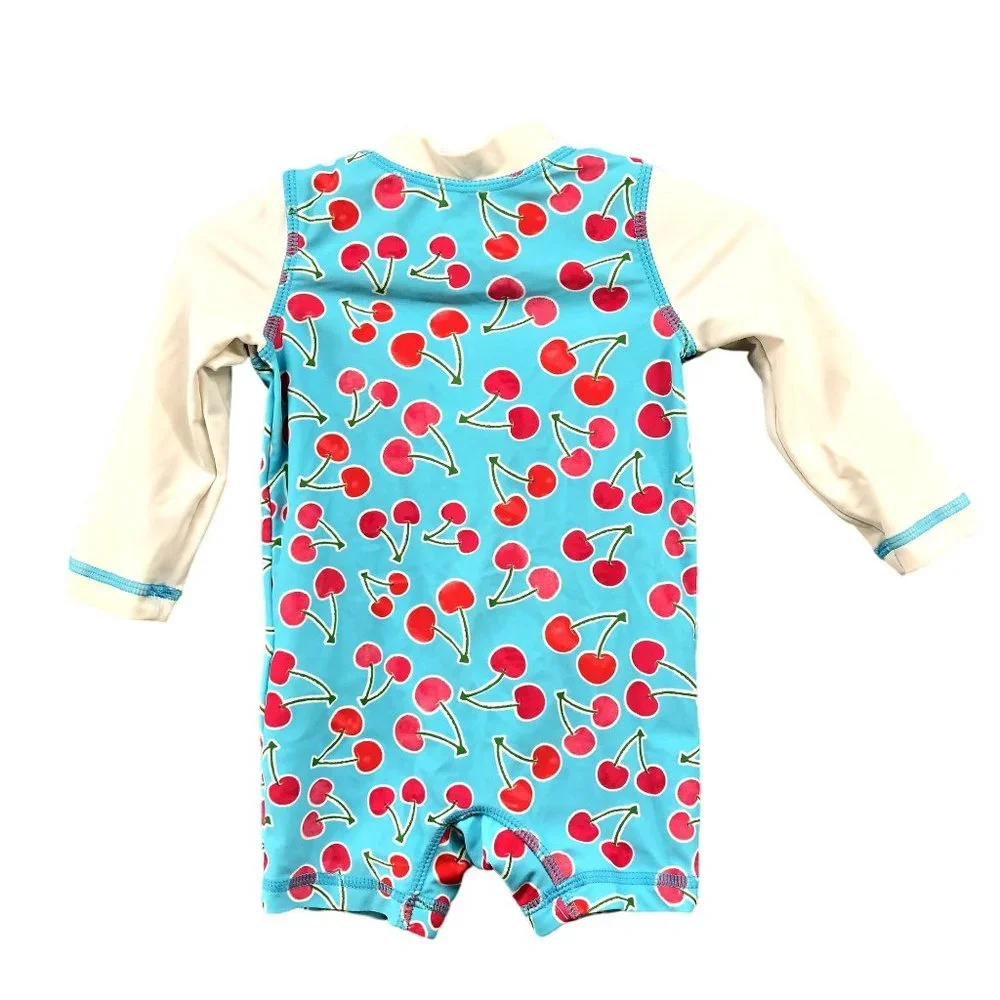Koala Kids 3-6M Rash Guard Romper Swimsuit Cherry Print Girls Long Sleeve‎